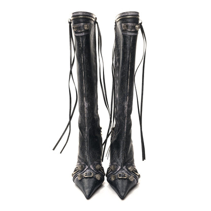 Balenciaga Nappa Denim Printed Cagole 90mm Boots 40 Black 2 of 7