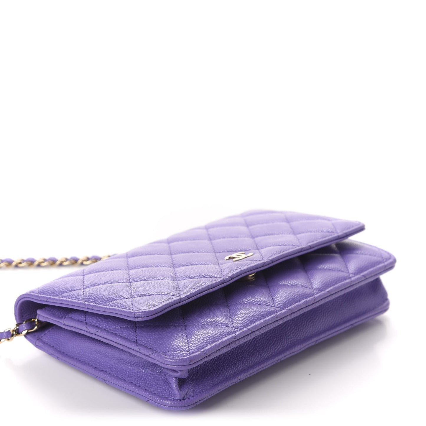 Caviar Quilted Wallet On Chain WOC Purple
