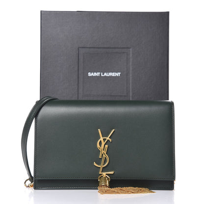 Saint Laurent Smooth Calfskin Classic Monogram Kate Tassel Chain Wallet Dark Leaf 7 of 7