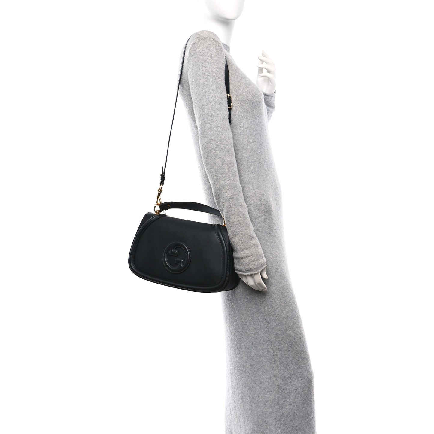Calfskin Large Blondie Top Handle Bag Black