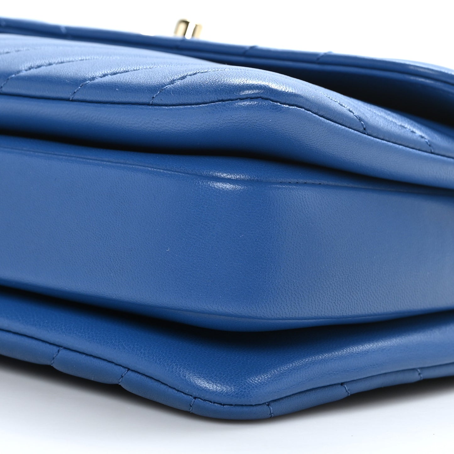 Lambskin Chevron Quilted Small Trendy CC Dual Handle Flap Bag Blue