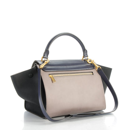 Celine Sleek Calfskin Small Tri-Color Trapeze Dark Blue 3 of 7