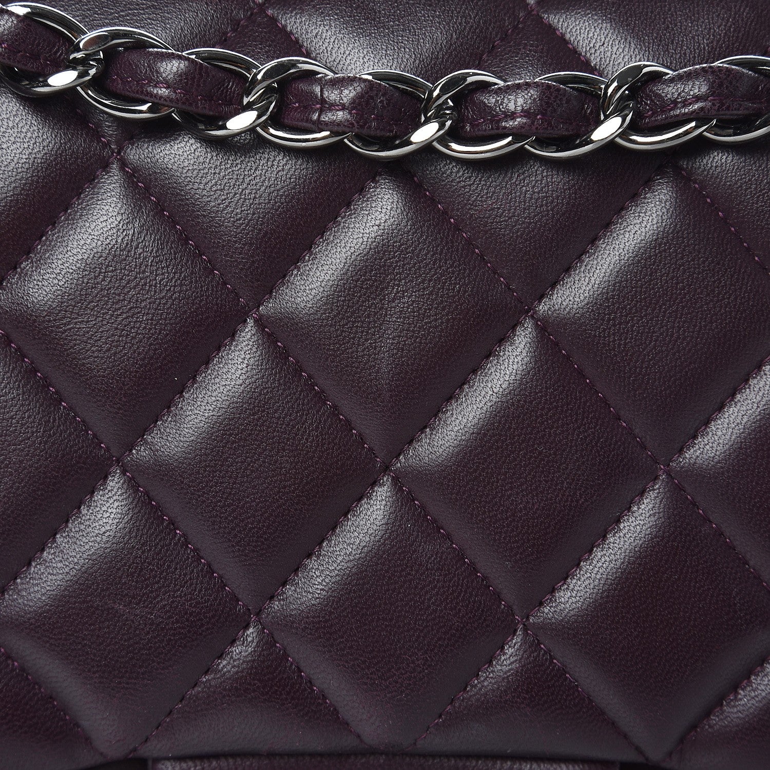 Chanel Lambskin Quilted Jumbo Double Flap Dark Purple 9 of 10
