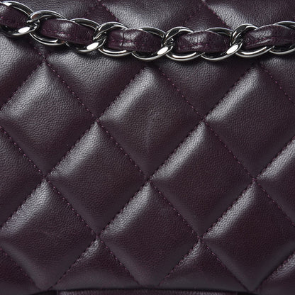 Chanel Lambskin Quilted Jumbo Double Flap Dark Purple 9 of 10