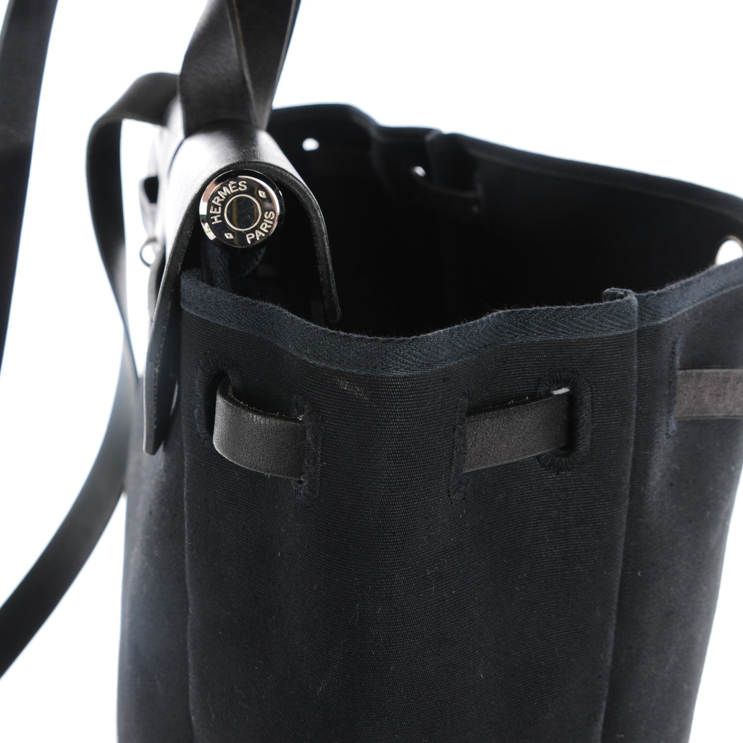 Hermes Toile Vache Calfskin Herbag 40 GM Black 5 of 12