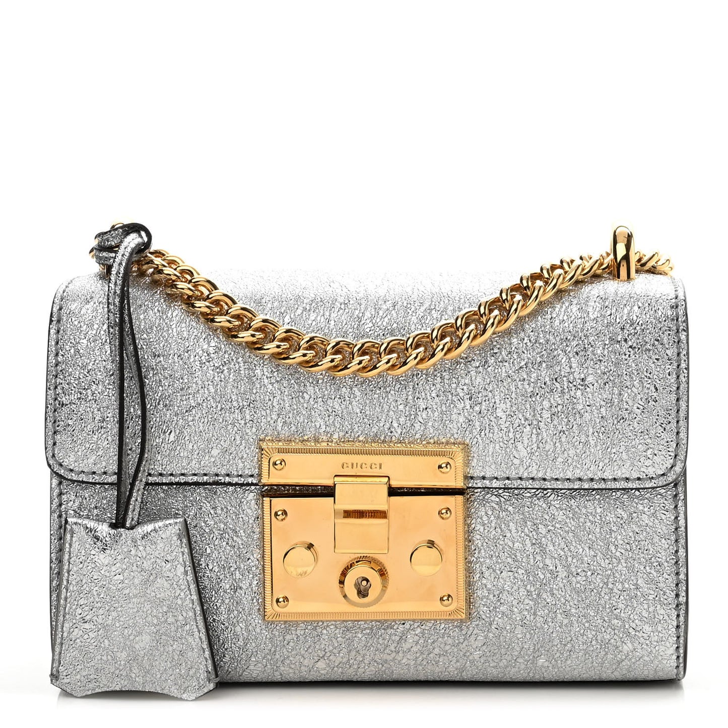 Galassia Small Padlock Shoulder Bag Argento