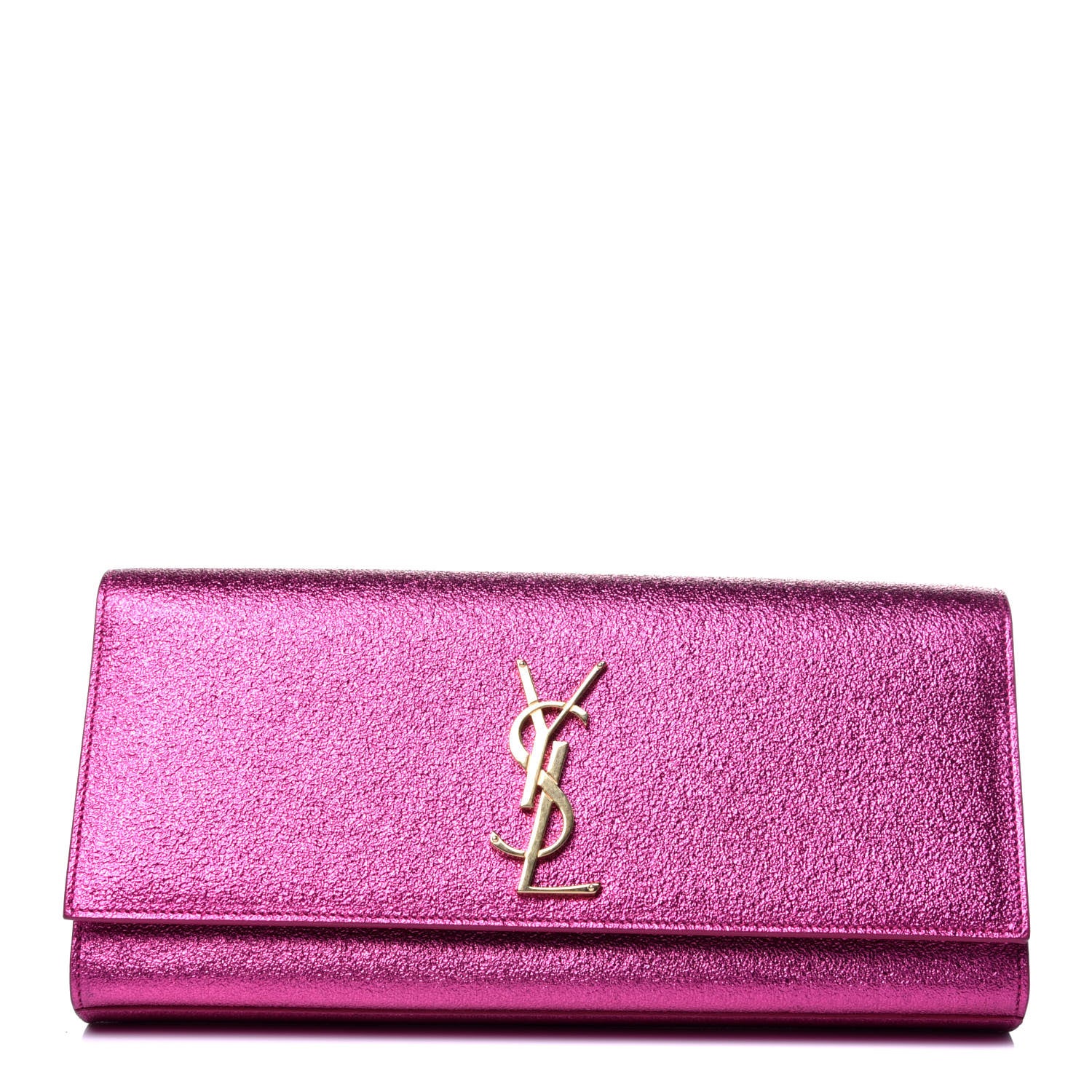 Saint Laurent Metallic Calfskin Monogram Cassandre Clutch Fuchsia 1 of 11