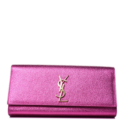 Saint Laurent Metallic Calfskin Monogram Cassandre Clutch Fuchsia 1 of 11