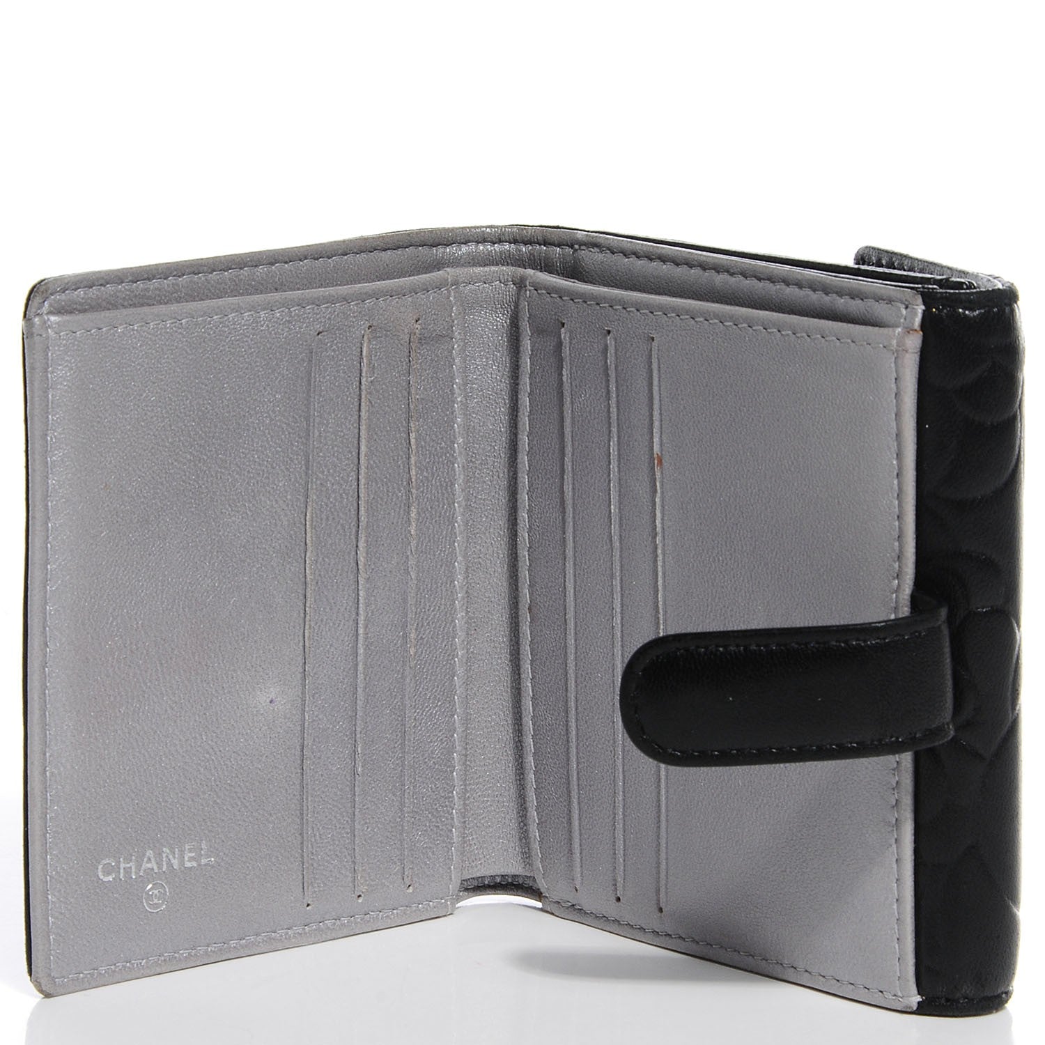 Chanel Lambskin Camellia French Wallet Black 5 of 7