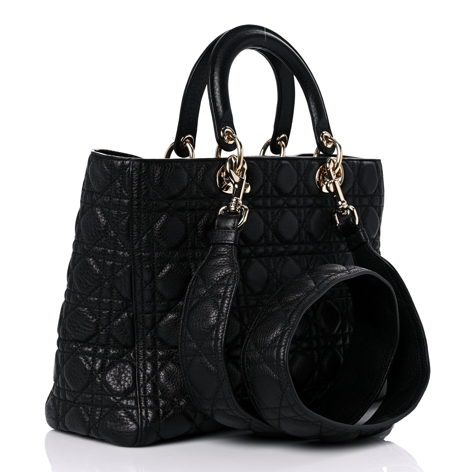 Christian Dior Grained Calfskin Cannage Large Supple Lady Dior Black 3 of 14