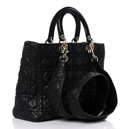 Christian Dior Grained Calfskin Cannage Large Supple Lady Dior Black 3 of 14