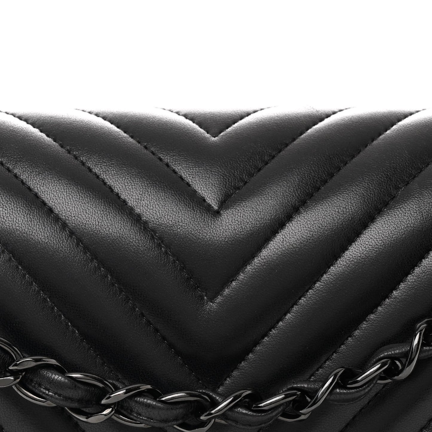 Lambskin Chevron Quilted Jumbo Double Flap So Black