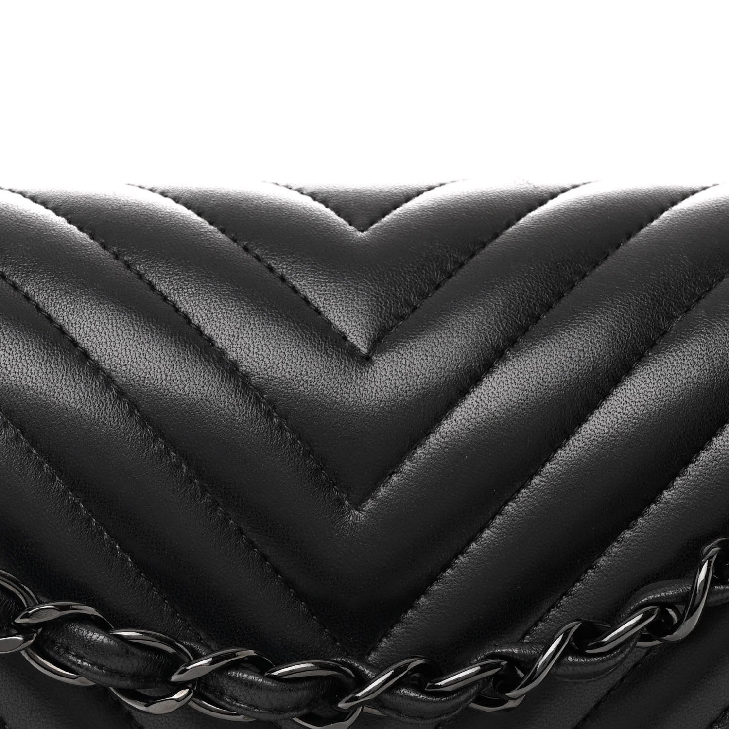 Chanel Lambskin Chevron Quilted Jumbo Double Flap So Black 8 of 14