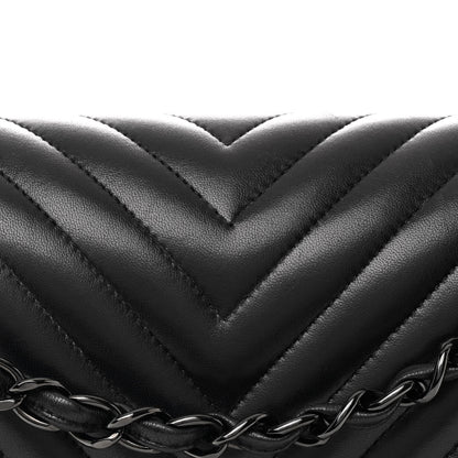 Chanel Lambskin Chevron Quilted Jumbo Double Flap So Black 8 of 14