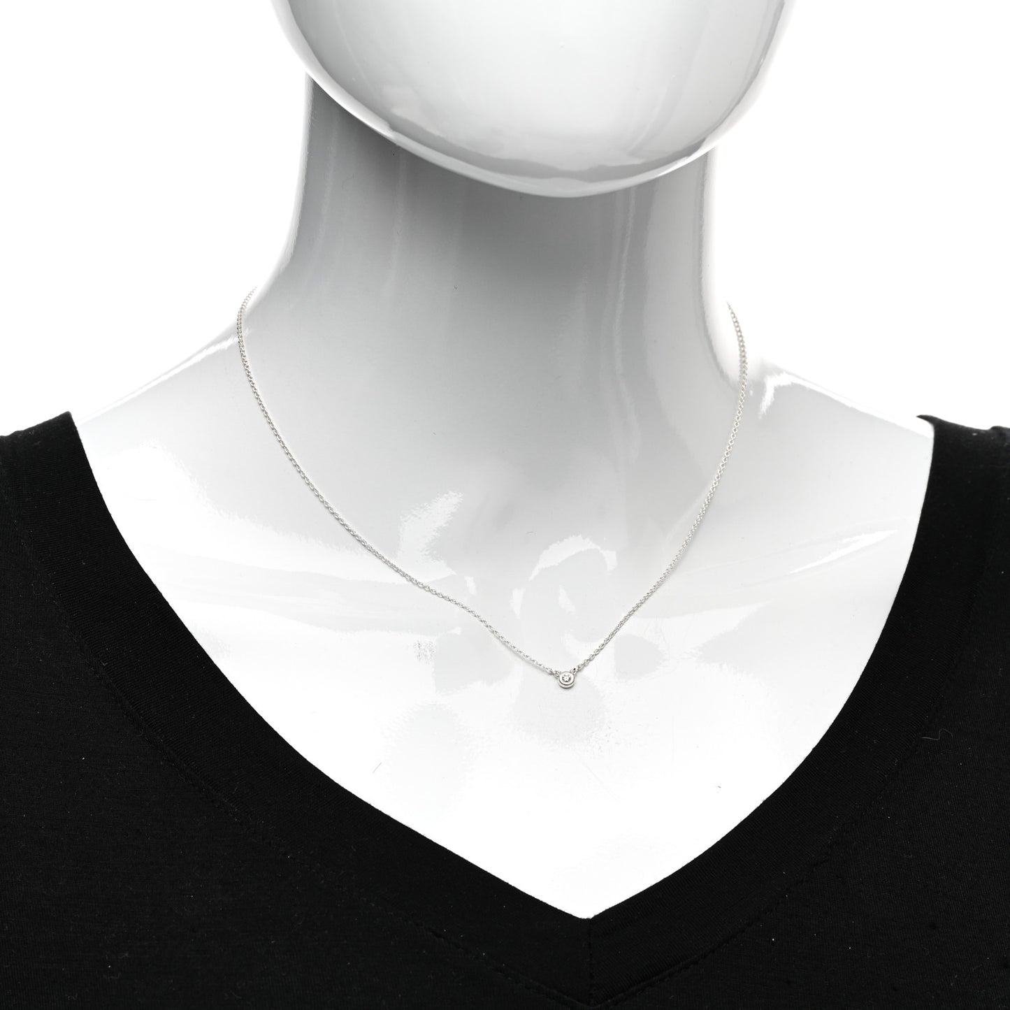 Sterling Silver Diamond .03ct Elsa Peretti Diamonds by the Yard Pendant Necklace