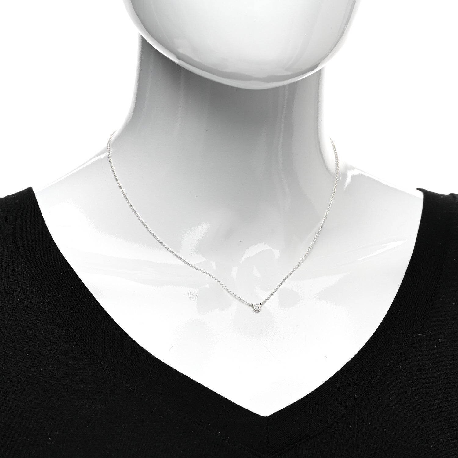 Tiffany Sterling Silver Diamond .03ct Elsa Peretti Diamonds by the Yard Pendant Necklace 2 of 4