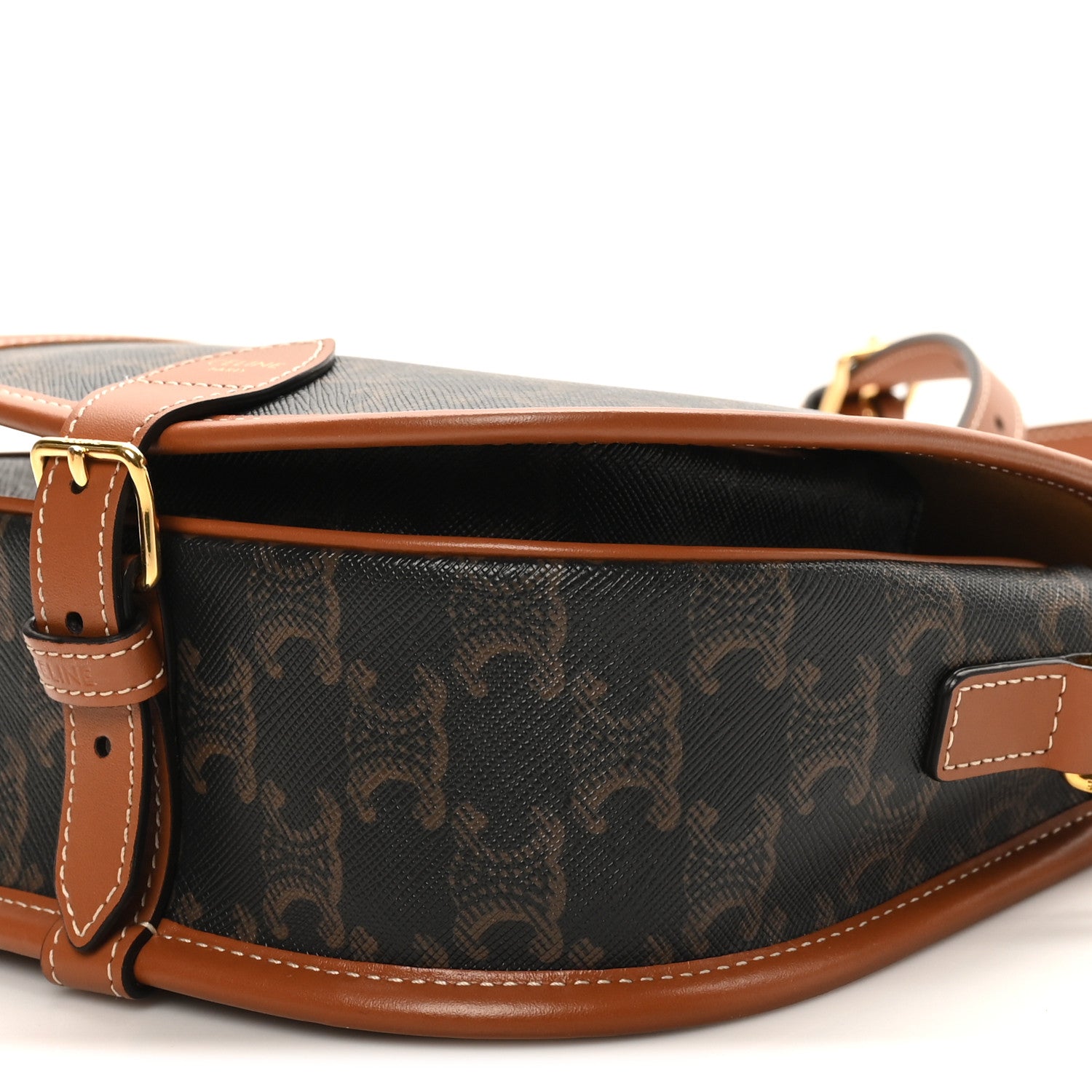 Celine Triomphe Canvas Medium Folco Bag Tan 9 of 9
