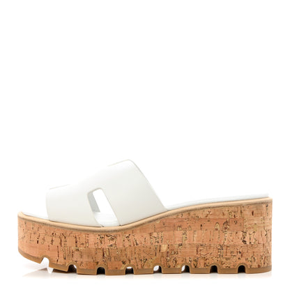 Hermes Calfskin Cork Eze 30 Sandals 38 White 1 of 8