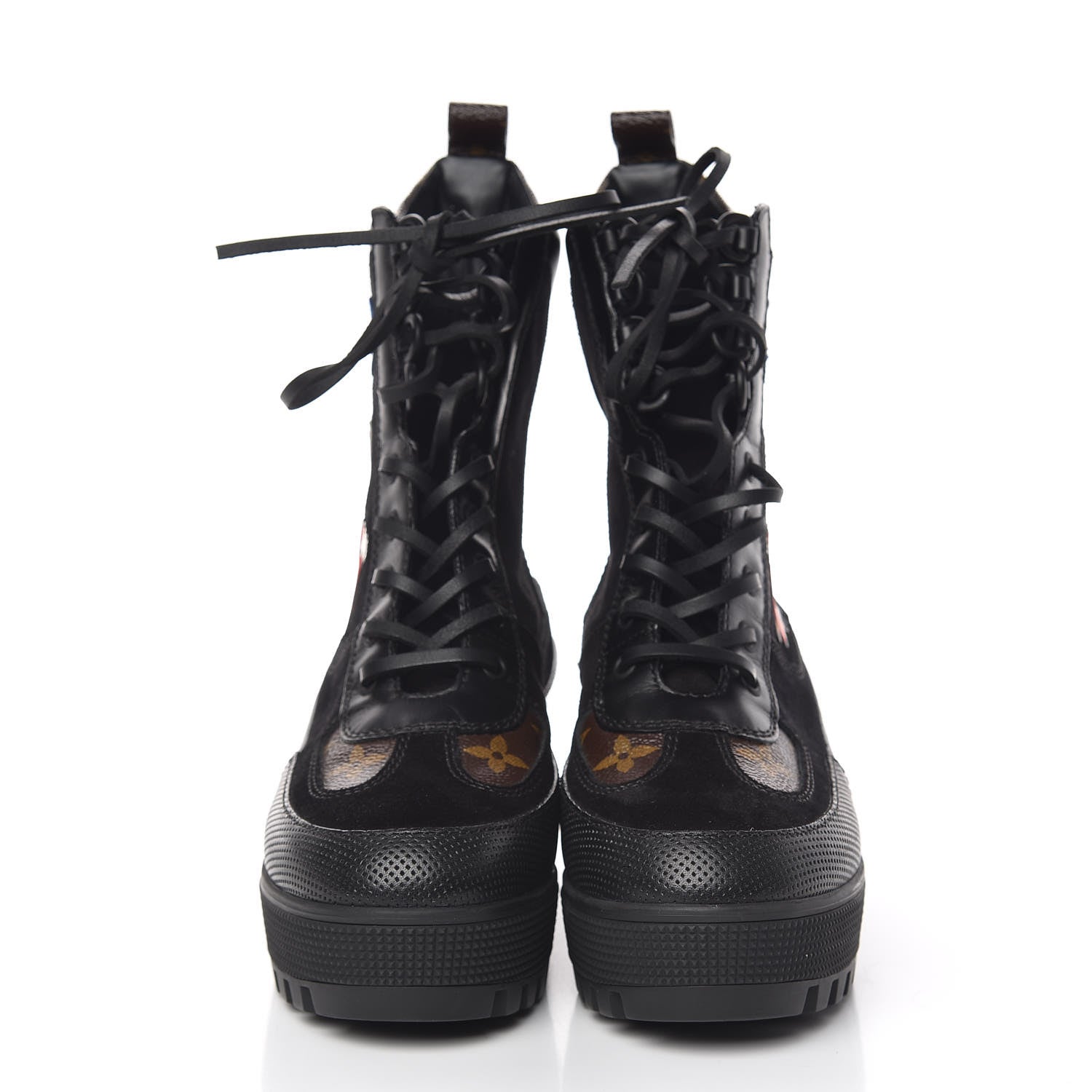 Louis Vuitton Suede Calfskin Monogram LV Black Heart Laureate Platform Desert Boots 36.5 Black 2 of 8