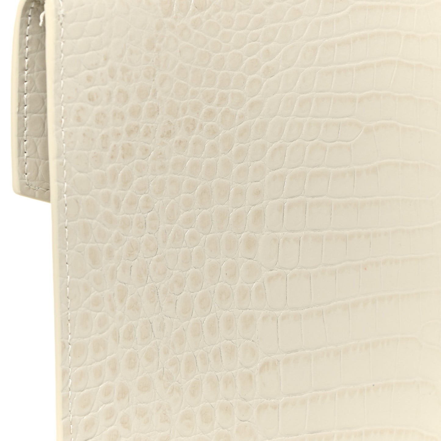 Calfskin Crocodile Embossed Uptown Monogram Pouch Crema Soft