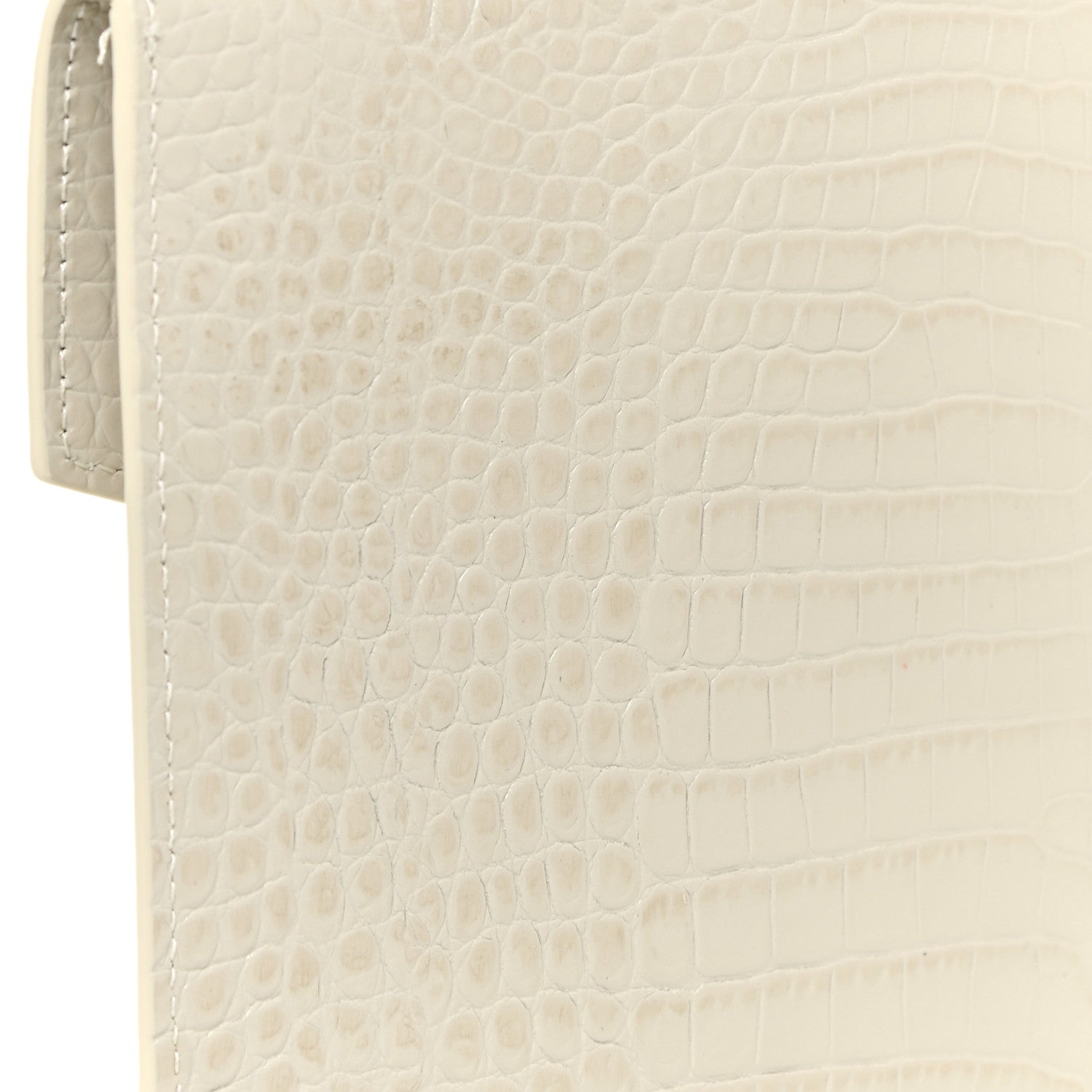 Saint Laurent Calfskin Crocodile Embossed Uptown Monogram Pouch Crema Soft 12 of 14