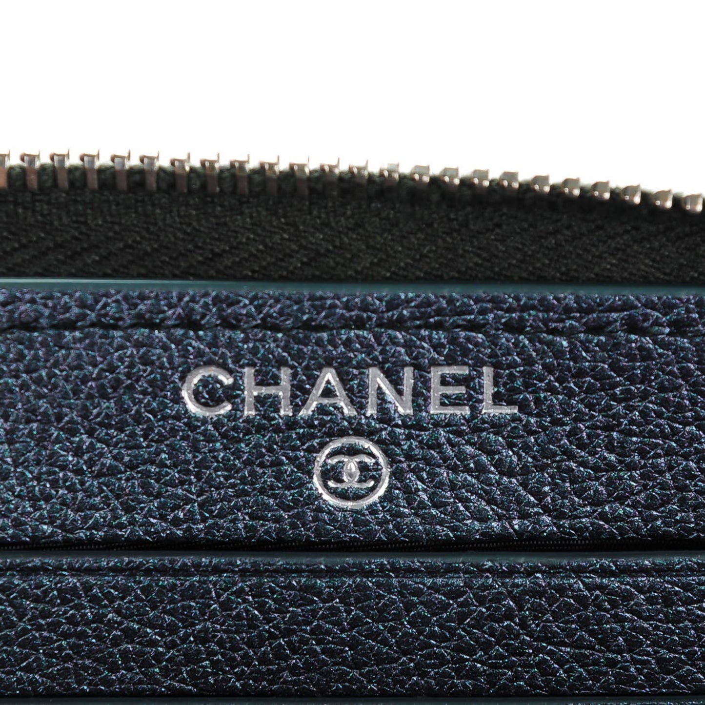 Iridescent Goatskin Quilted Small Zip Around Wallet Purple