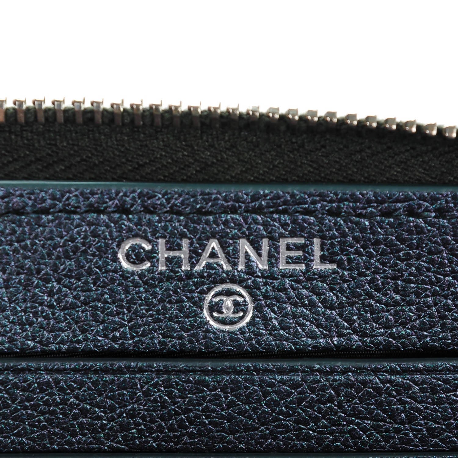 Chanel Iridescent Goatskin Quilted Small Zip Around Wallet Purple 6 of 8