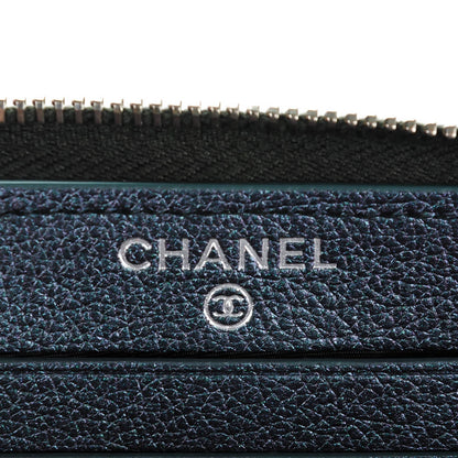 Chanel Iridescent Goatskin Quilted Small Zip Around Wallet Purple 6 of 8