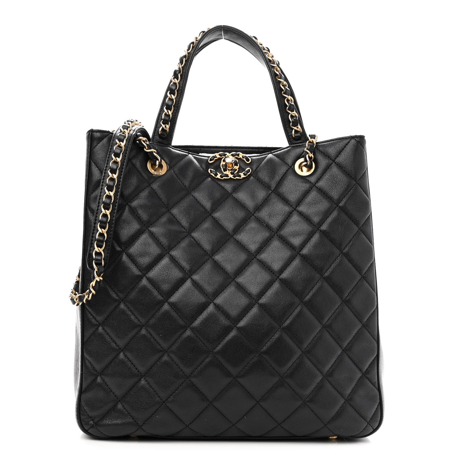 Chanel Lambskin Quilted Large Chanel 19 Shopping Tote Black 1 of 11