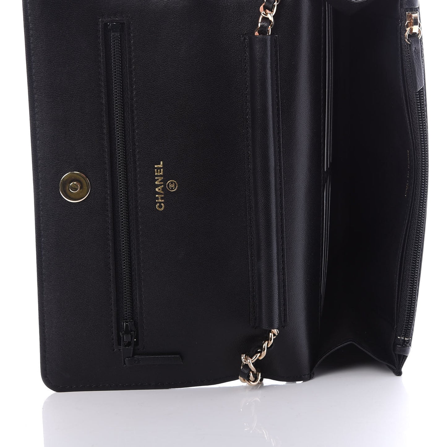 Lambskin Quilted Chain Around Wallet On Chain WOC Black