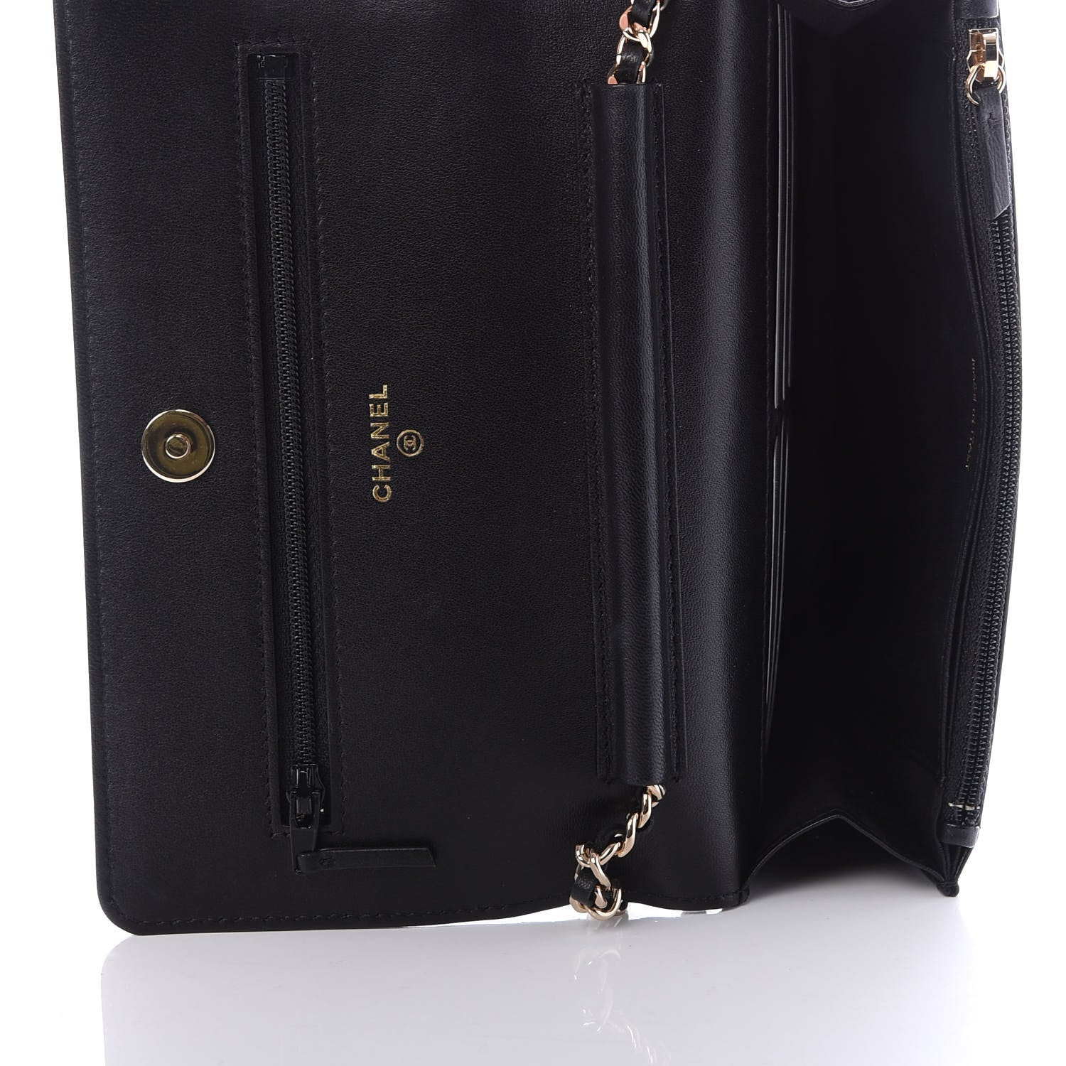 Chanel Lambskin Quilted Chain Around Wallet On Chain WOC Black 5 of 11