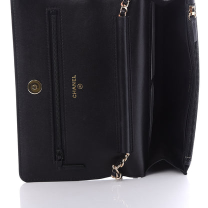 Chanel Lambskin Quilted Chain Around Wallet On Chain WOC Black 5 of 11