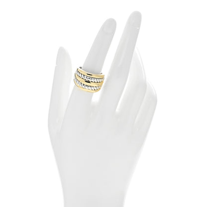 David Yurman Sterling Silver 18K Yellow Gold 15mm Five-Row Cable Ring 54 7 2 of 4