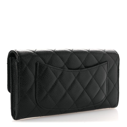 Chanel Caviar Quilted Large Gusset Flap Wallet Black 3 of 9