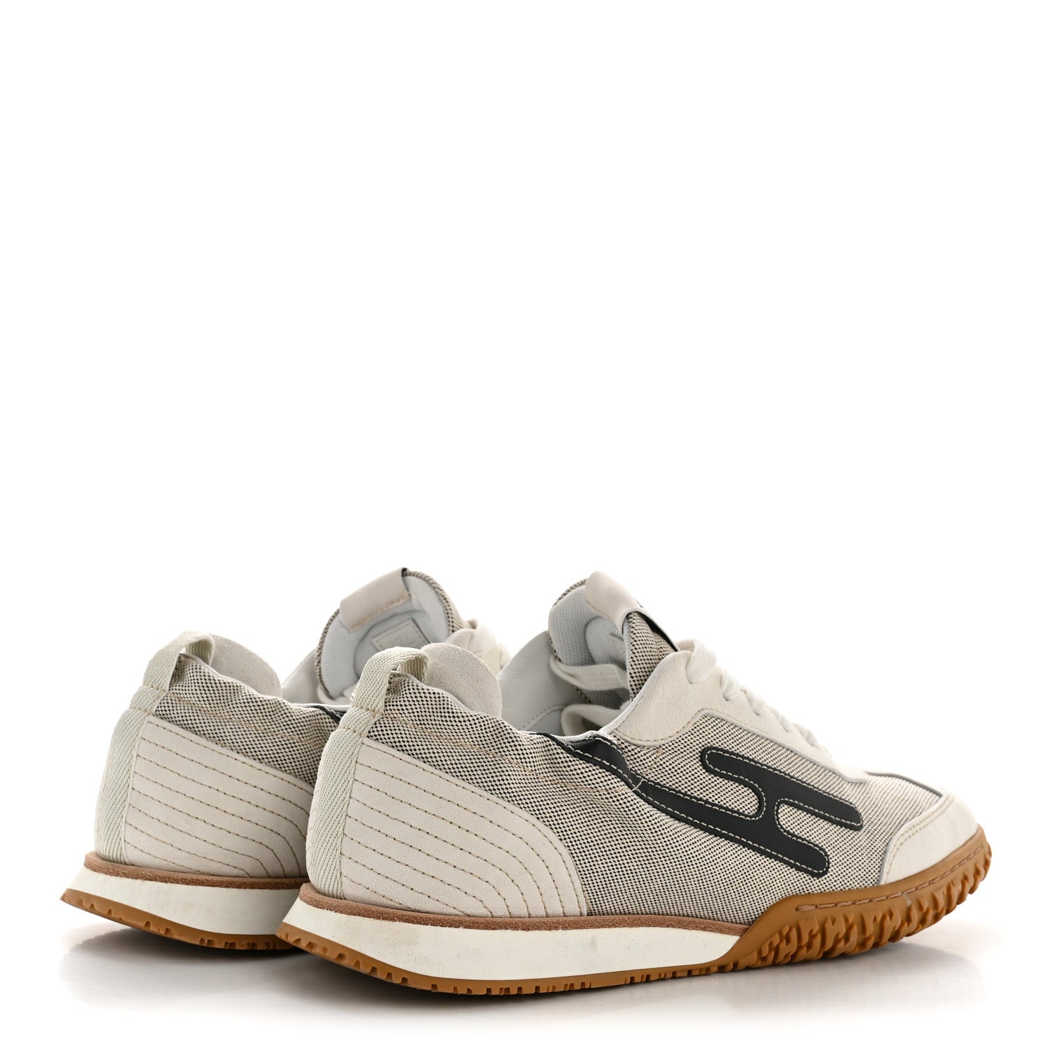 Hermes H Canvas Suede Goatskin Calfskin Jet Sneakers 37.5 Multicolor Prunoir 5 of 10