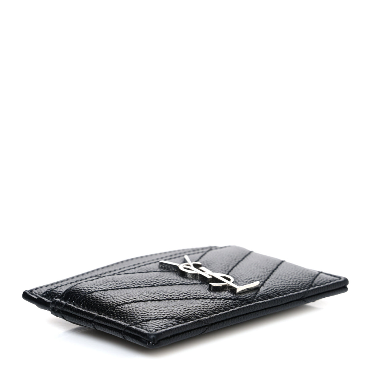 Grain De Poudre Matelasse Chevron Monogram Credit Card Case Black
