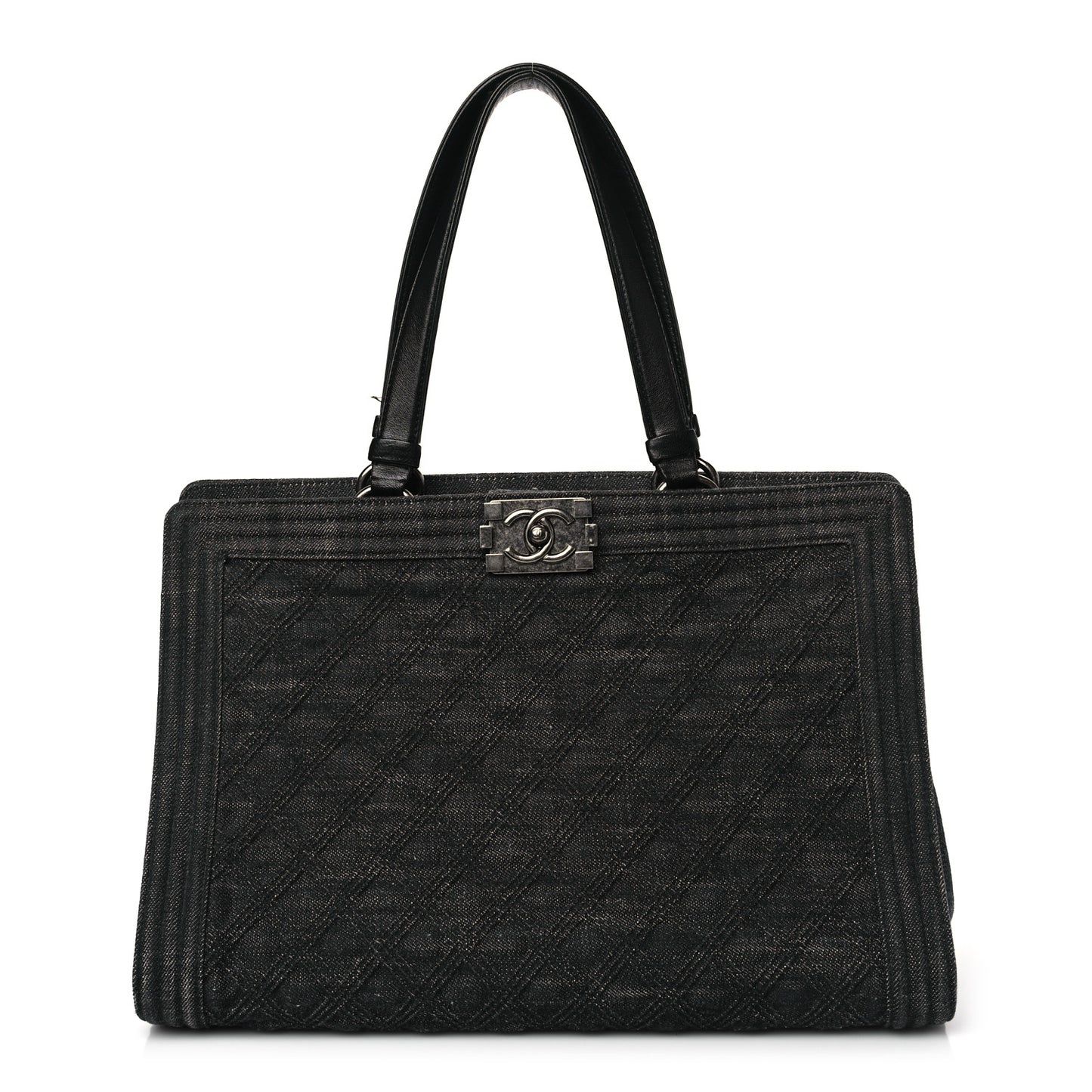 Denim Quilted Boy Shopping Tote Black