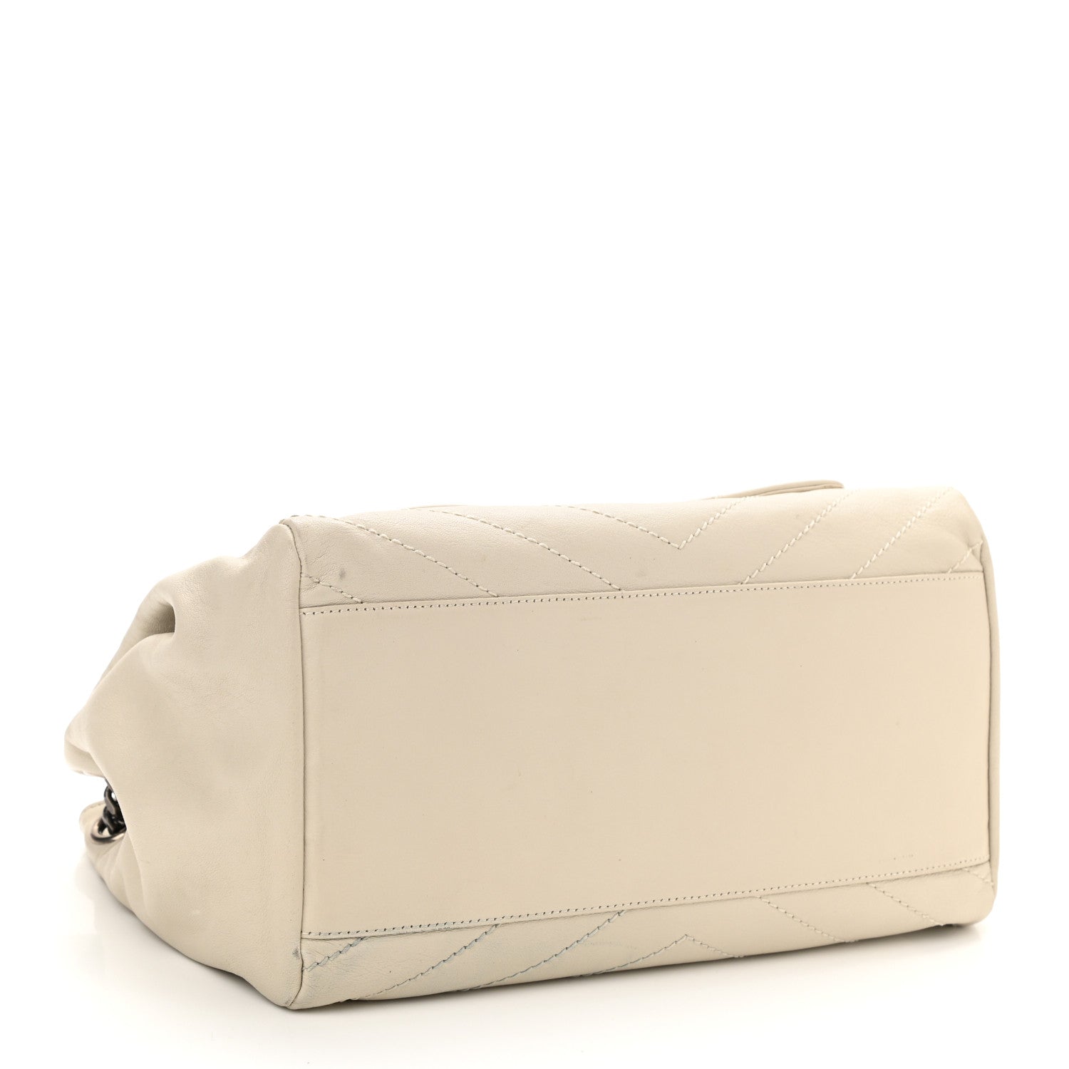 Saint Laurent Vintage Lambskin Chevron Monogram Large Nolita Crema Soft 3 of 15