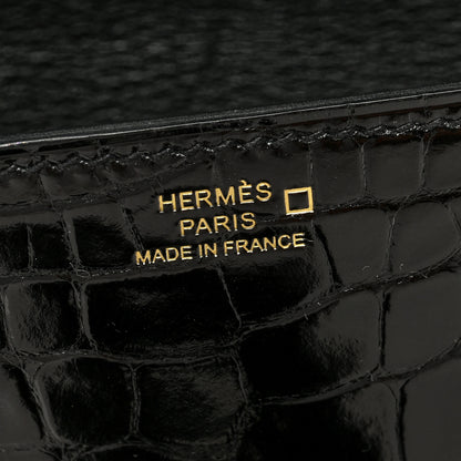Hermes Shiny Alligator Medor Clutch 23 Black 6 of 8