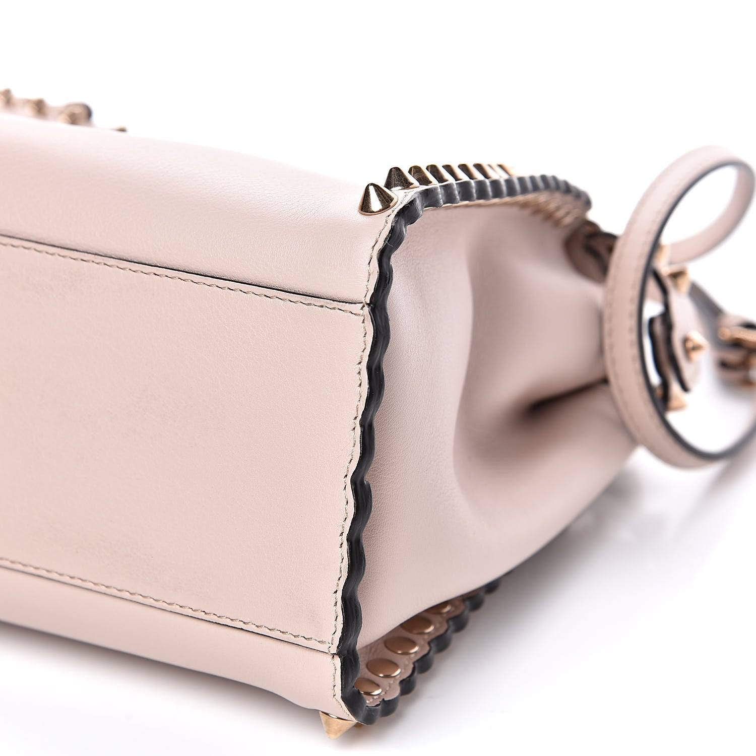 Fendi Vitello Seta Shiny Nappa Scalloped Studded Mini Peekaboo Iconic Satchel Soap 9 of 10