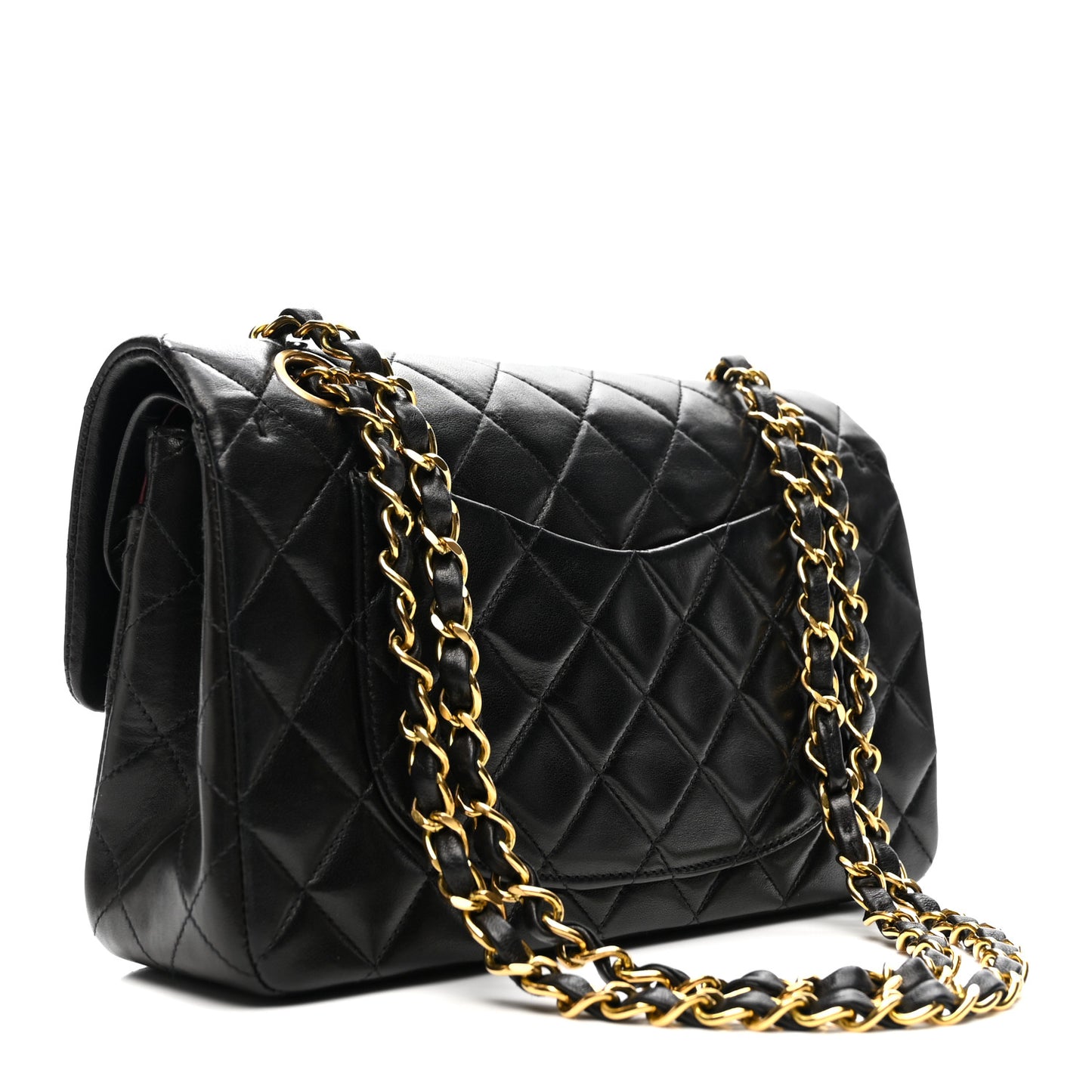 Lambskin Quilted Small Double Flap Black
