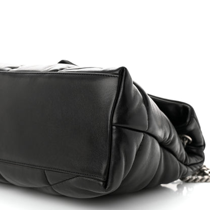 Saint Laurent Lambskin Quilted Medium Loulou Puffer Monogram Chain Satchel Black 10 of 10
