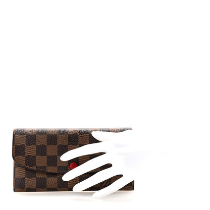 Louis Vuitton Damier Ebene Emilie Wallet Red 2 of 7