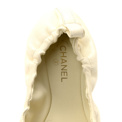 Chanel Lambskin CC Turnlock Ballerina Flats 37 Ivory Black 7 of 9