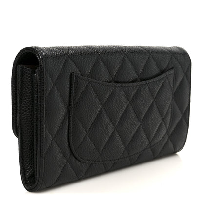 Chanel Caviar Quilted Large Gusset Flap Wallet Black 3 of 10