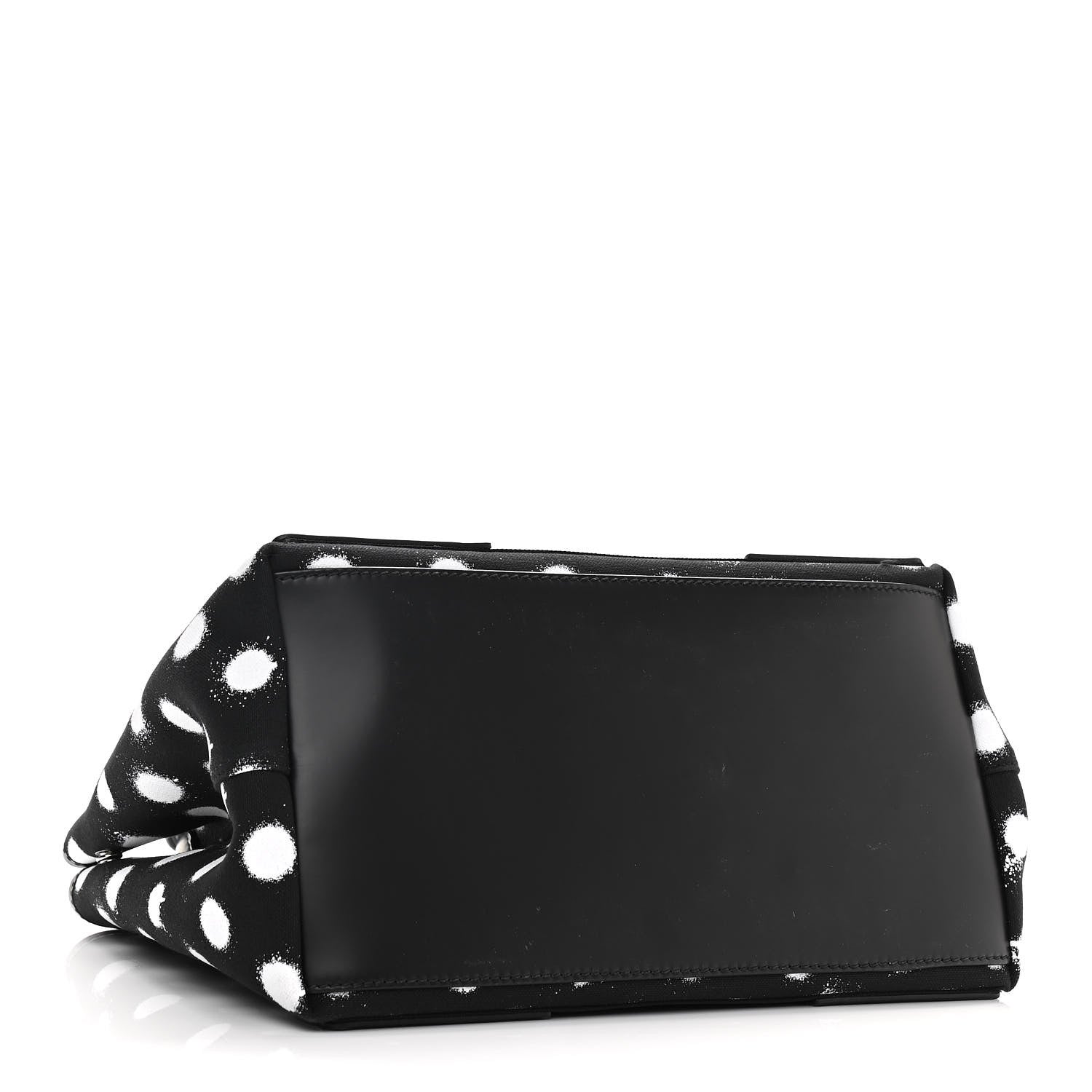 Balenciaga Cotton Canvas Spray Polka Dot S Navy Cabas Black White 5 of 11