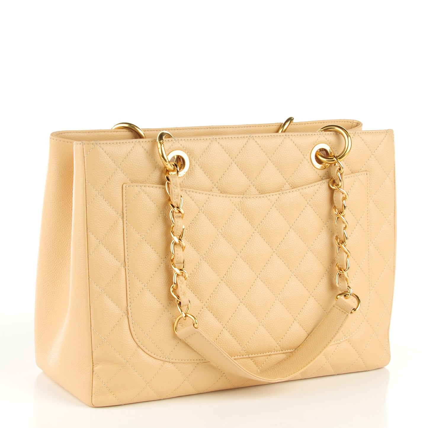 Caviar Quilted Grand Shopping Tote GST Beige Clair