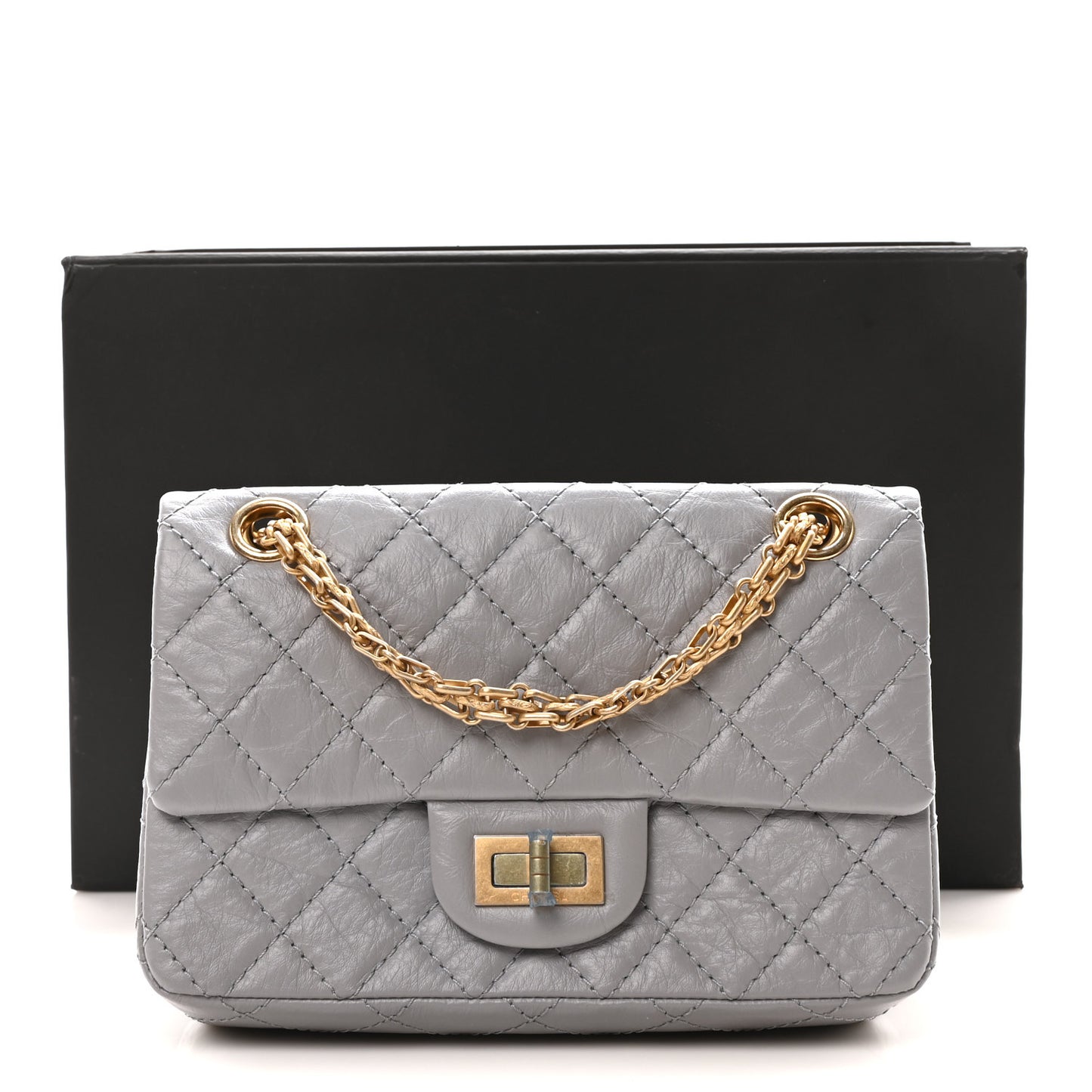 Aged Calfskin Quilted 2.55 Reissue Mini Flap Grey