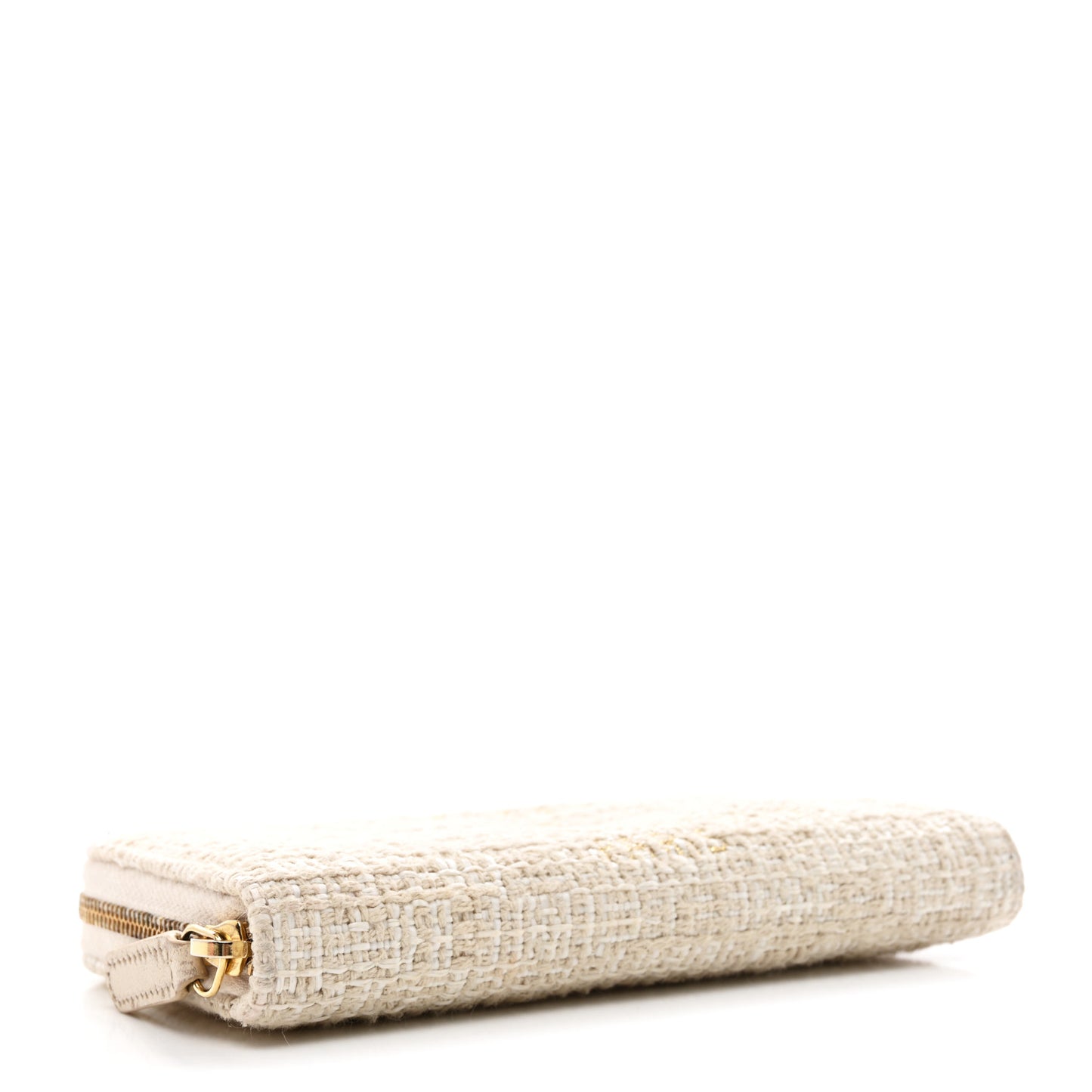 Lurex Canvas Deauville Medium Zip Around Wallet Beige