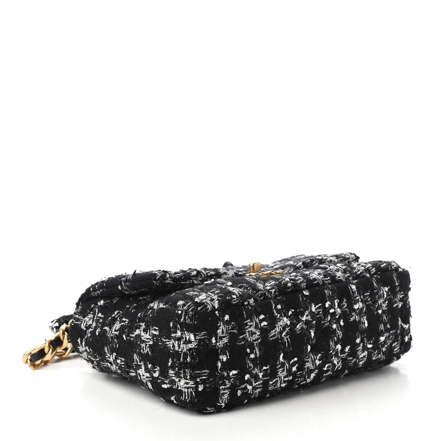 Tweed Quilted Medium Chanel 19 Flap Black Silver Ecru